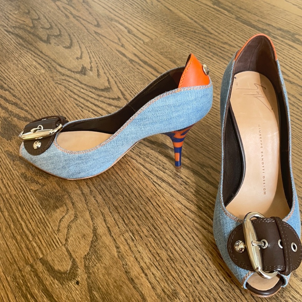 Giuseppe Zanotti Denim and Leather Heels